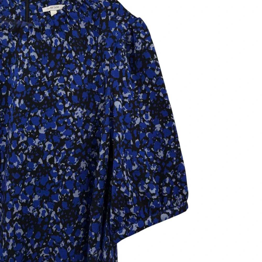 Tyler Boe‎ Tinsley Abstract Floral Print Dress Tiered Mini Blue Black Size S - Picture 7 of 9